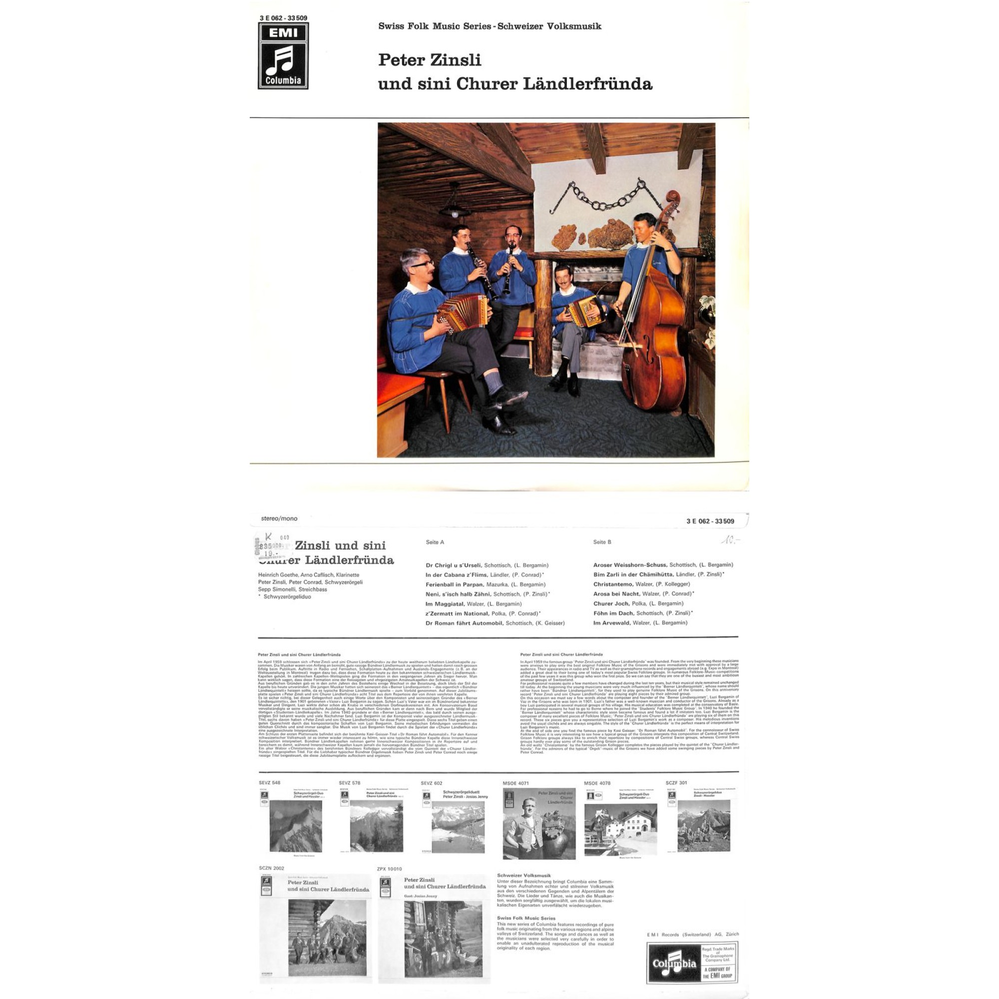 CD-Kopie von Vinyl: Peter Zinsli und sini Churer Ländlerfründa CD-Kopie von Vinyl: Peter Zinsli und sini Churer Ländlerfründa