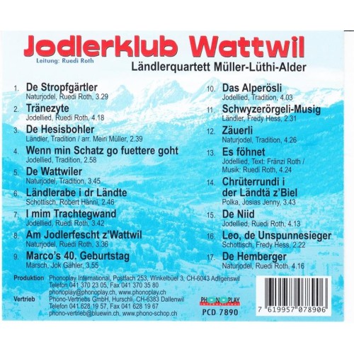 CD Am Jodlerfescht - Jodlerklub Wattwil mit Ländlerquartett Müller-Lüthi-Alder