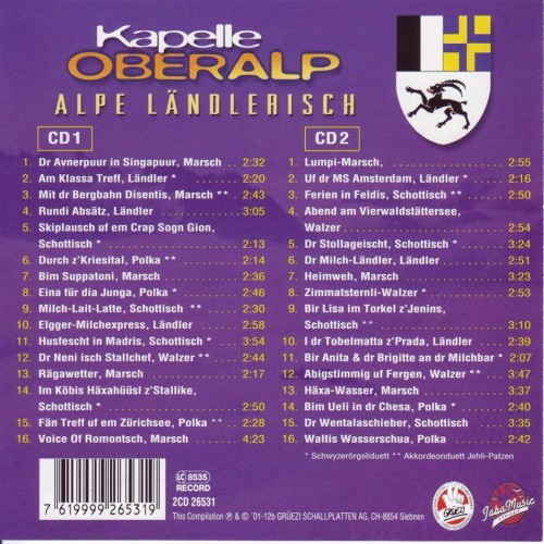 CD Kapelle Oberalp - Alpe länderisch 2CD