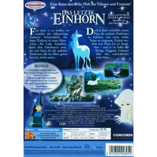 DVD Das letzte Einhorn - in Schweizerdeutsch - Einer der der schönsten Filme aller Zeiten