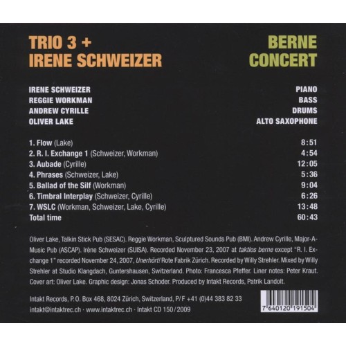 CD Berne Concert - Trio 3 & Irene Schweizer