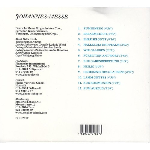 CD Johannes Messe von Sales Kleeb  - Hofkirche Luzern