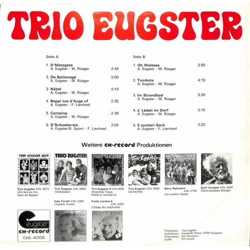 CD Trio Eugster - Tombola, De Spiiswage, Näbel, Camping u.a.