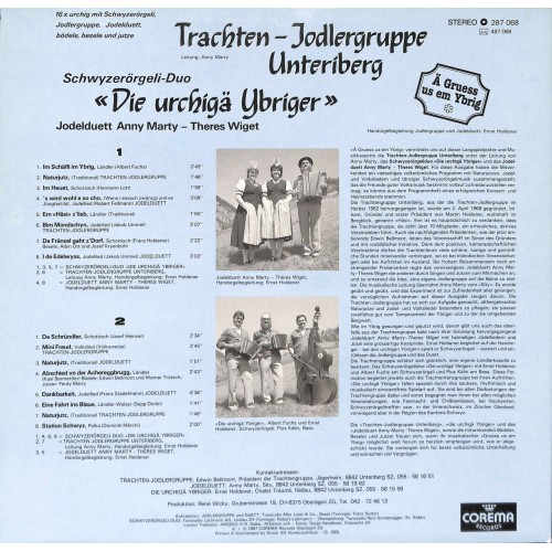 CD Trachten-Jodlergruppe Unteriberg, Die urchigä Ybriger - Ä Gruess us em Ybrig