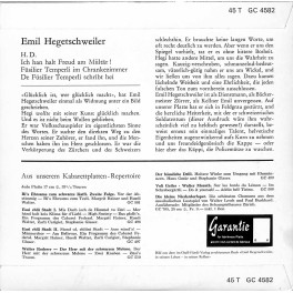 Occ. EP Vinyl: Emil Hegetschwiler - Füsilier Temperli u.a.