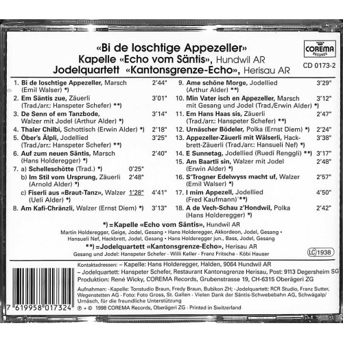 Occ. CD Kapelle Echo vom Säntis - Kantonsgrenze-Echo - Bi de loschtige Appezeller
