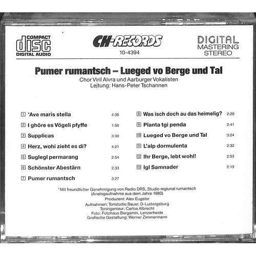 CD Pumer Rumantsch, Chor Viril Alvra - Lueged vo Berge und Tag