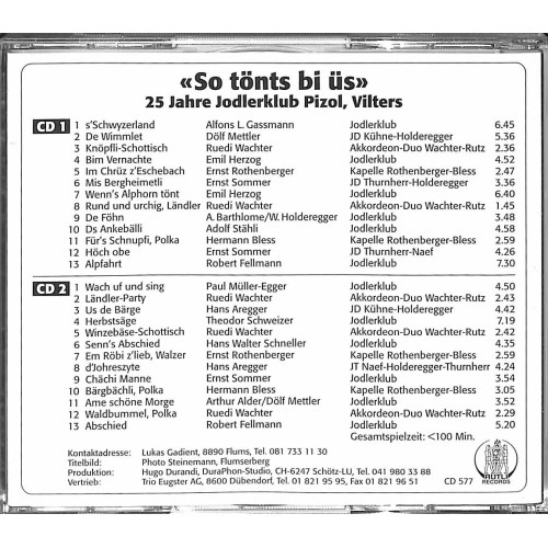 Occ. CD So tönts bi üs, 25 Jahre Jodlerklub Pizol