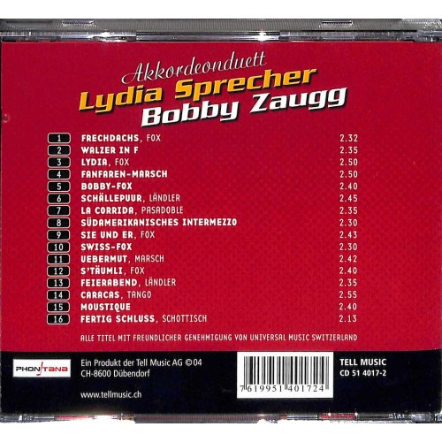 CD Die Besten von damals - Akk.Duett Lydia Sprecher, Bobby Zaugg