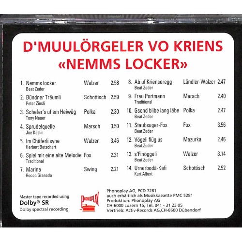 Occ. CD D'Muulörgeler vo Kriens - Nemms locker