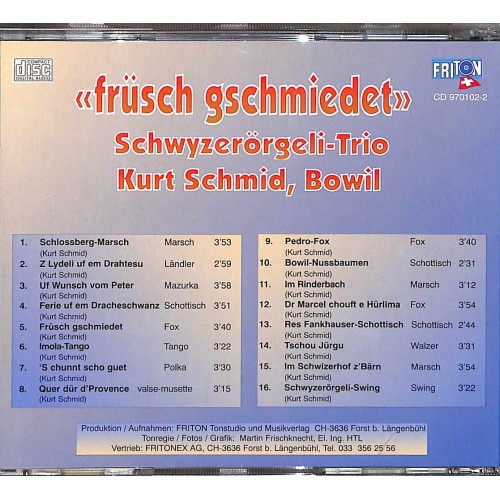 Occ. CD Schwyzerörgeli-Trio Kurt Schmid Bowil - früsch gschmiedet