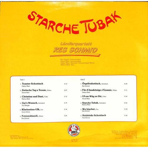 LP/CD Ländlerquartett Res Schmid - Starche Tubak (1986 - Grüezi)