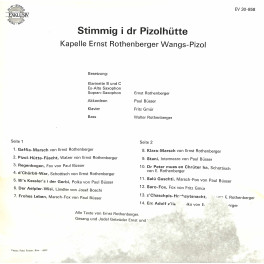 CD-Kopie von Vinyl: Kapelle Ernst Rothenberger Wangs-Pizol - Stimmig i dr Pizolhütte