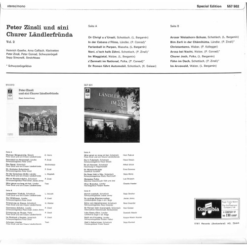 CD-Kopie von Vinyl: Peter Zinsli und sini Churer Ländlerfründa - Vol. 2
