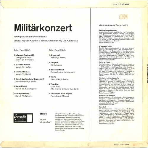 CD-Kopie von Vinyl: Vereinigte Spiele der Grenz-Division 7 - Militärkonzert