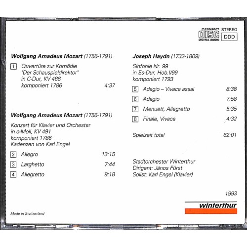 Occ. CD Stadtorchester Winterthur - Dig. Janos Fürst, Klavier Karl Engel