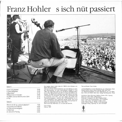CD-Kopie von Vinyl: Franz Hohler - s isch nüt passiert - 1987