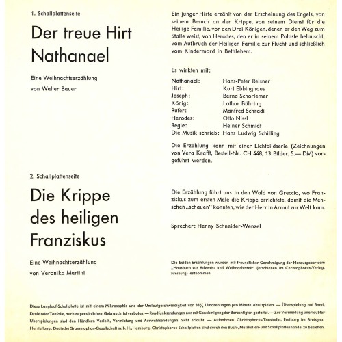 CD-Weihnachtliche Erzählungen Der treue Hirt Nathanael, Die Krippe des heiligen Franziskus