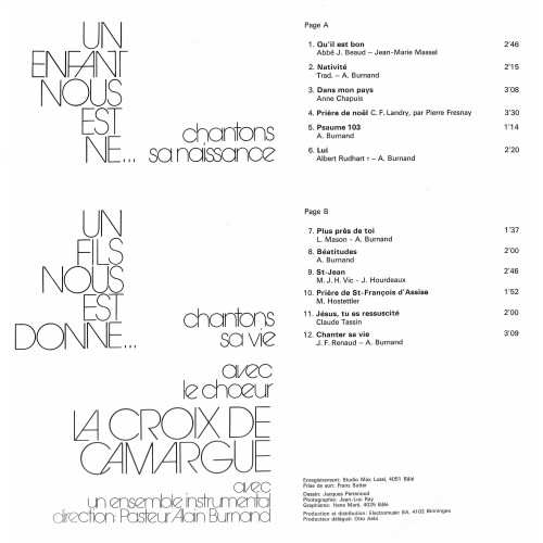 CD-Kopie von Vinyl: Un enfant nous est né - Choeur la croix de Camargue Prod. Otto Aebi