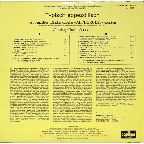 Appenzeller Ländlerkapelle Alpegruess Gonten u. Chrobeg-Chörli Gonten - Typisch appezöllisch