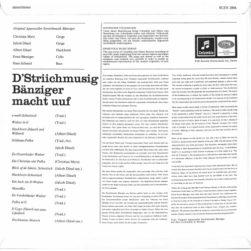 D'Striichmusig Bänziger macht uuf