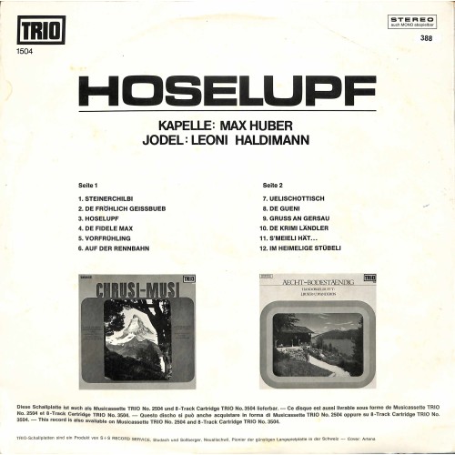 Kapelle Max Huber, Jodel: Leoni Haldimann - Hoselupf