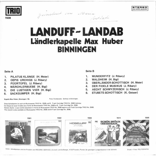 Ländlerkapelle Max Huber Binningen - Landuff-Landab