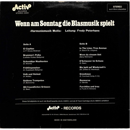 Harmoniemusik Mollis Ltg. Fredy Peterhans - Wenn am Sonntag die Blasmusik spielt