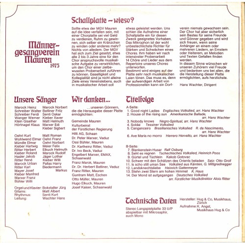 Männergesangverein Mauren - Mauren singt - 1975