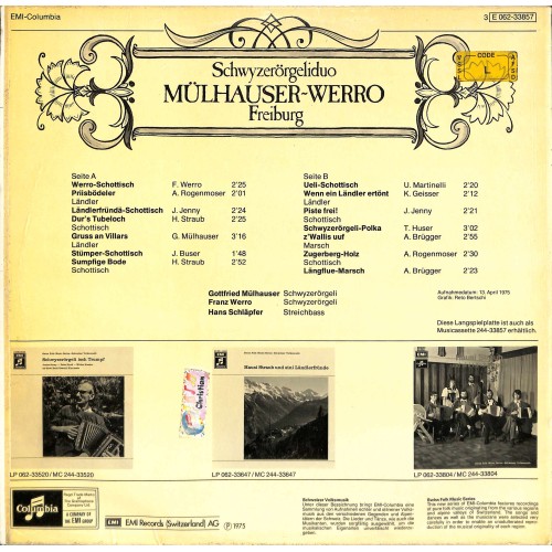 Schwyzerörgeliduo Mülhauser-Werro Freiburg - 1975