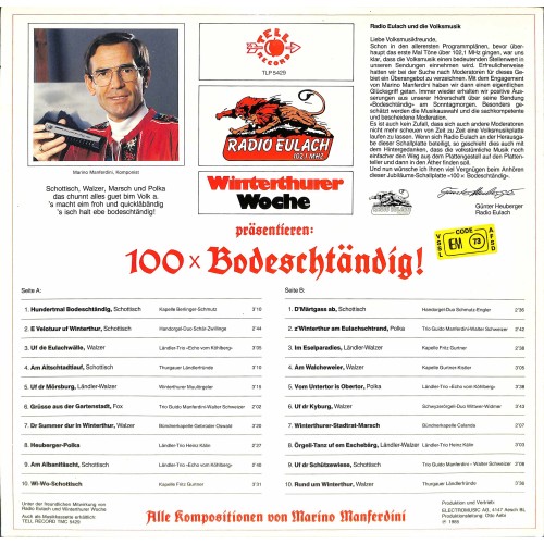 100xBodeschtändig! - 14 Kapellen spielen 20 Kompositionen von Marino Manferdini - 1985