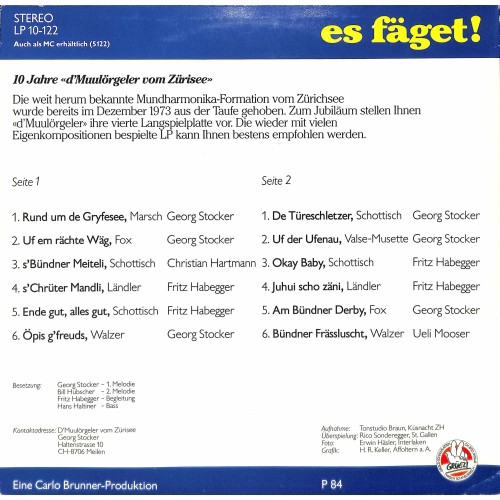 LP/CD D'Muulörgeler vom Zürisee - Jubiläums-LP - 1984