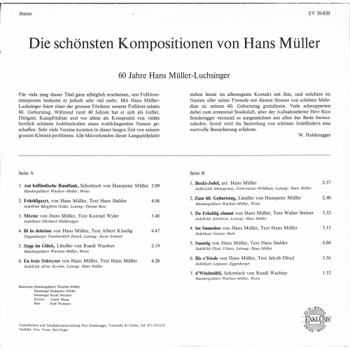 60 Jahre Hans Müller-Luchsinger - Die schönsten Kompositionen