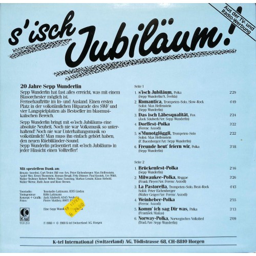 LP/CD 20 Jahre Sepp Wunderlin Original Rüebli-Länder - 1988