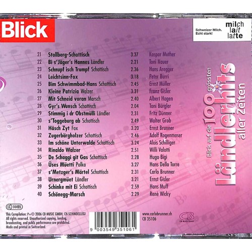 CD-Kopie: Blick auf die 100 grössten Ländlerhits - 5CDs + Noten
