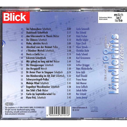 CD-Kopie: Blick auf die 100 grössten Ländlerhits - 5CDs + Noten