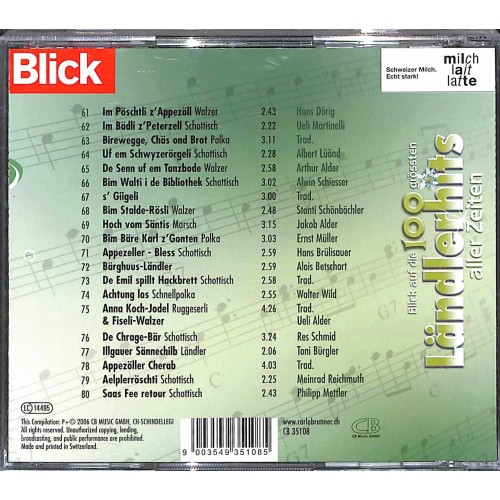 CD-Kopie: Blick auf die 100 grössten Ländlerhits - 5CDs + Noten