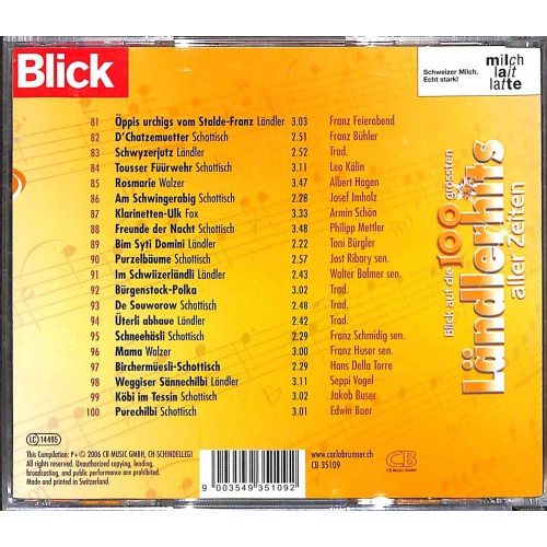 CD-Kopie: Blick auf die 100 grössten Ländlerhits - 5CDs + Noten