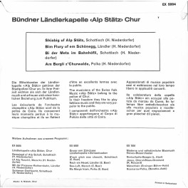 Occ. EP Vinyl: Bündner Ländlerkapelle Alp Stätz - Alp Stätz I