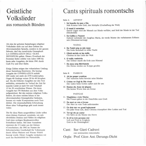 CD-Kopie von Vinyl: Geistliche Volkslieder aus romanisch Bünden - Sur Gieri Cadruvi