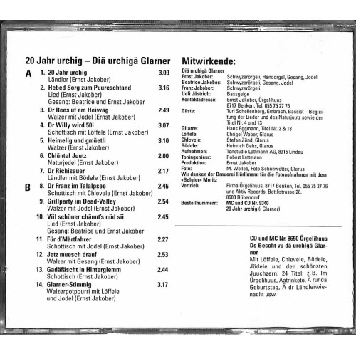CD 20 Jahr urchigi Glarner, Diä urchigä Glarner