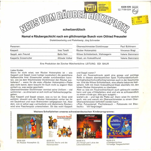 CD-Kopie von Vinyl: Ines Torelli, Paul Bühlmann uva. - Neus vom Räuber Hotzeplotz - 1973