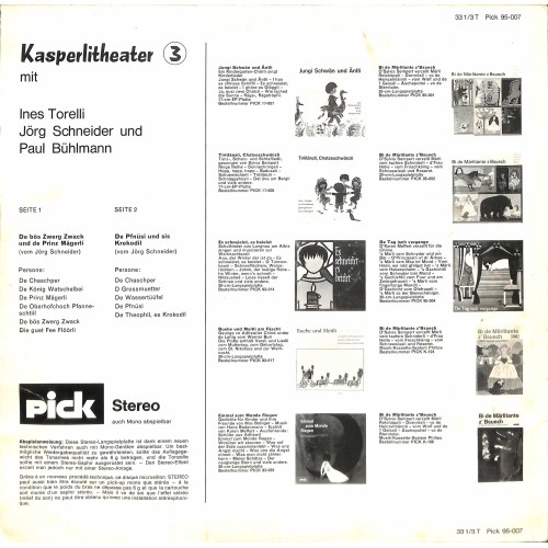 Occ. LP Vinyl: Kasperlitheater Nr. 3 - Ines Torelli, Jörg Schneider, Paul Bühlmann