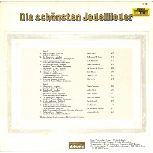 CD-Kopie von Vinyl: Die schönsten Jodellieder - 1983