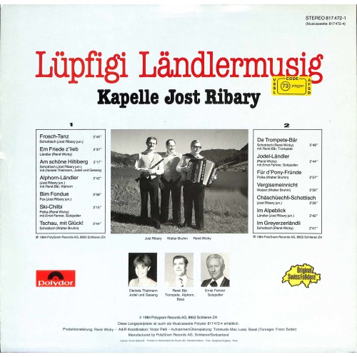 CD-Kopie von Vinyl: Kapelle Jost Ribary - Lüpfigi Ländlermusig - 1984