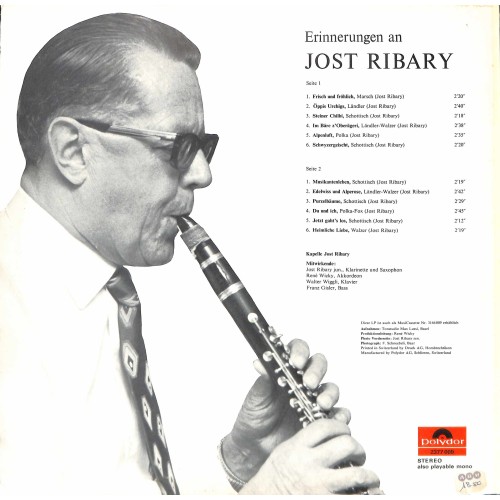 CD Kapelle Jost Ribary jun. - Erinnerungen an Jost Ribary mit René Wicky am Akkordeon
