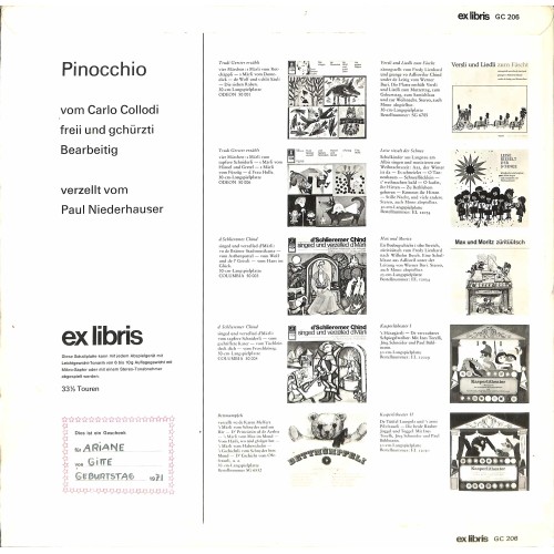 CD-Kopie von Vinyl: Pinocchio - verzellt vom Paul Niederhauser