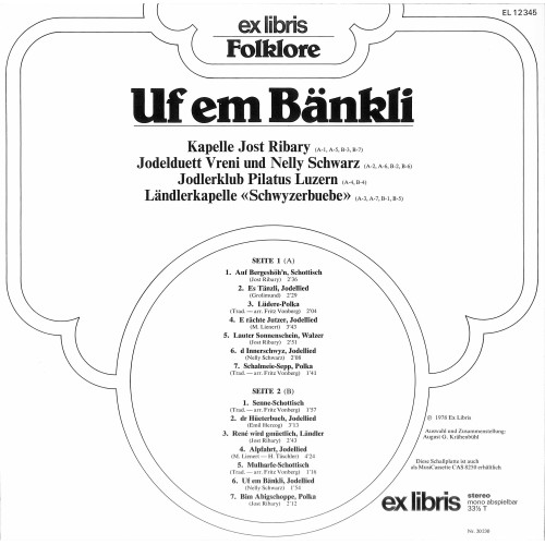LP + CD: Jost Ribary, Vreni und Nelly Schwarz, JK Pilatus Luzern, LK Schwyzerbuebe - 1978