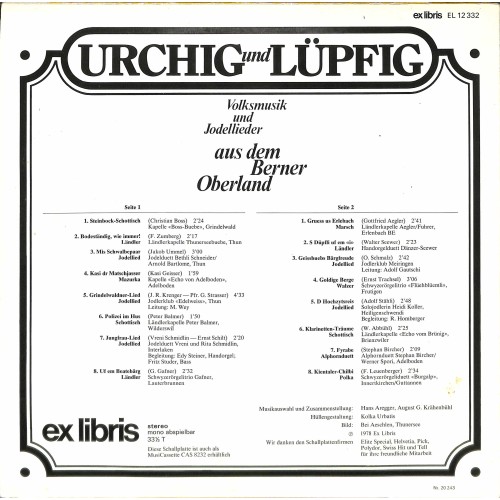 LP + CD: Volksmusik und Jodellieder aus dem Berner Oberland - 1978