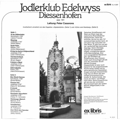 LP + CD: Jodlerklub Edelwyss Diessenhofen, Kapelle Alpsteinblick, Echo vom Hemberg - 1977